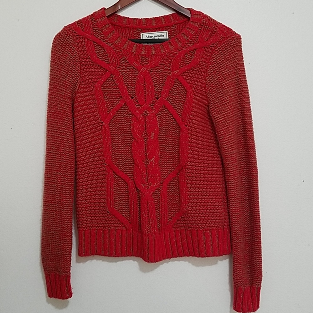 Abercrombie & Fitch Red Cable Sweater